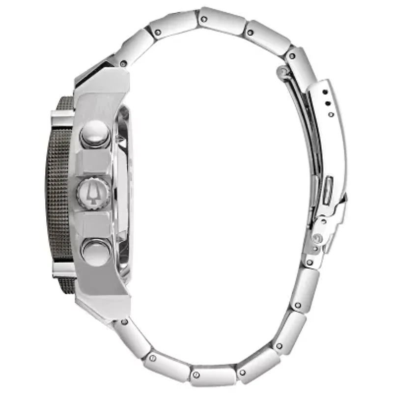 Bulova Precisionist Mens Silver Tone Stainless Steel Bracelet Watch 98b316