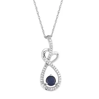 Womens 1/8 CT. T.W. Genuine Blue Sapphire 10K White Gold 18 Inch Pendant Necklace