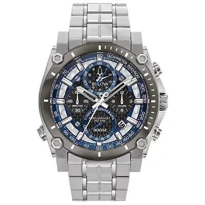 Bulova Precisionist Mens Silver Tone Stainless Steel Bracelet Watch 98b316