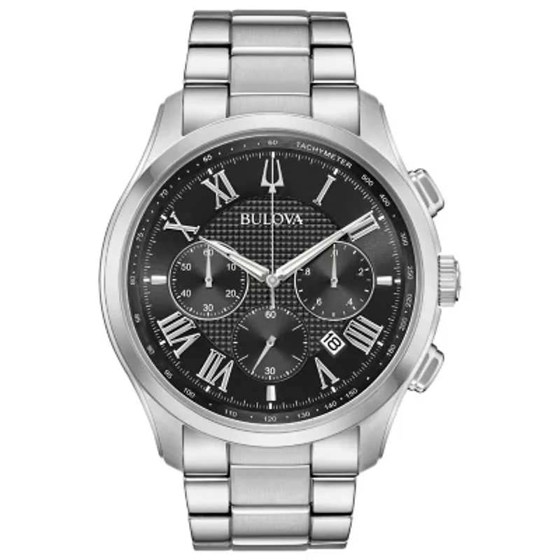 Bulova Wilton Mens Silver Tone Stainless Steel Bracelet Watch 96b288