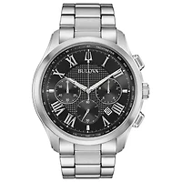 Bulova Wilton Mens Silver Tone Stainless Steel Bracelet Watch 96b288