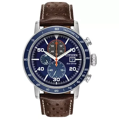 Citizen Brycen Mens Chronograph Brown Leather Strap Watch Ca0648-09l