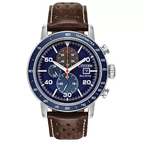 Citizen Brycen Mens Chronograph Brown Leather Strap Watch Ca0648-09l