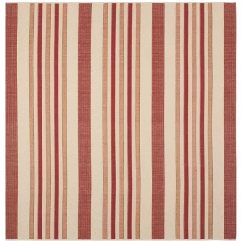 Safavieh Courtyard Collection Ercan Stripe Indoor/Outdoor Square Area Rug
