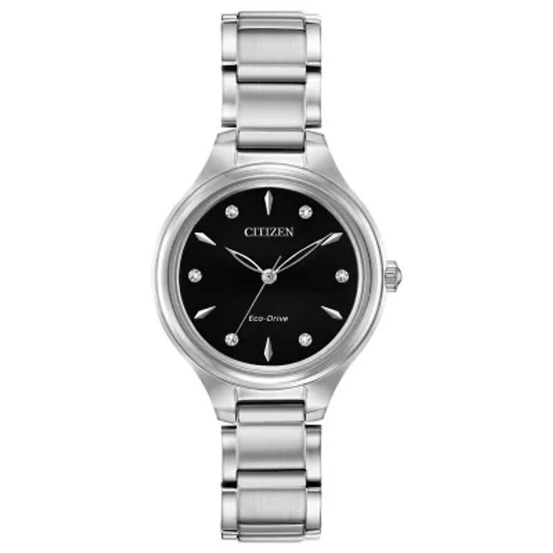 Citizen Corso Womens Diamond Accent Silver Tone Stainless Steel Bracelet Watch Fe2100-51e