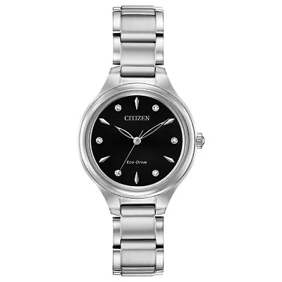 Citizen Corso Womens Diamond Accent Silver Tone Stainless Steel Bracelet Watch Fe2100-51e