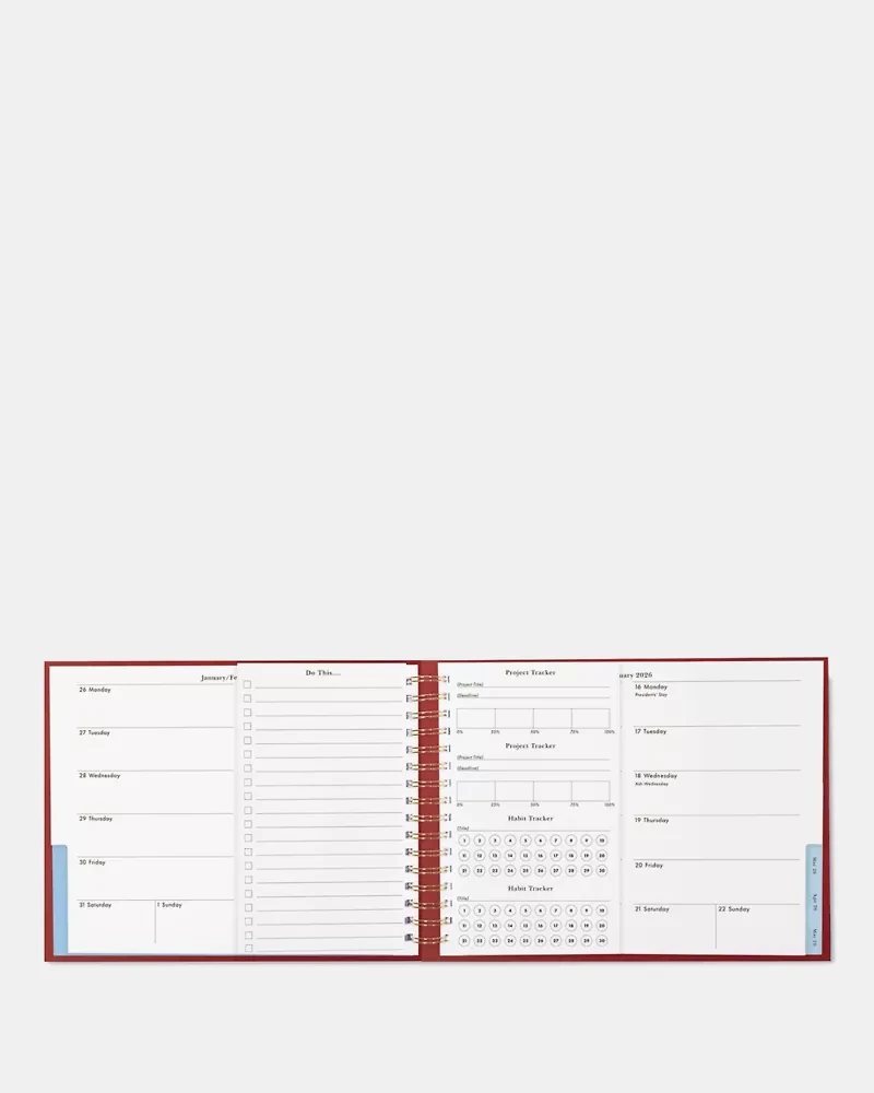 Mostly On Time 2026 12-month Horizontal Planner