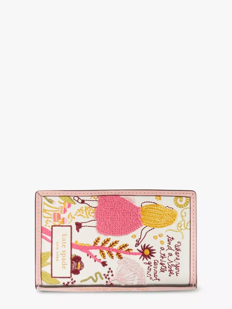 Storyteller Secret Garden Embroidered Small Slim Bifold Wallet