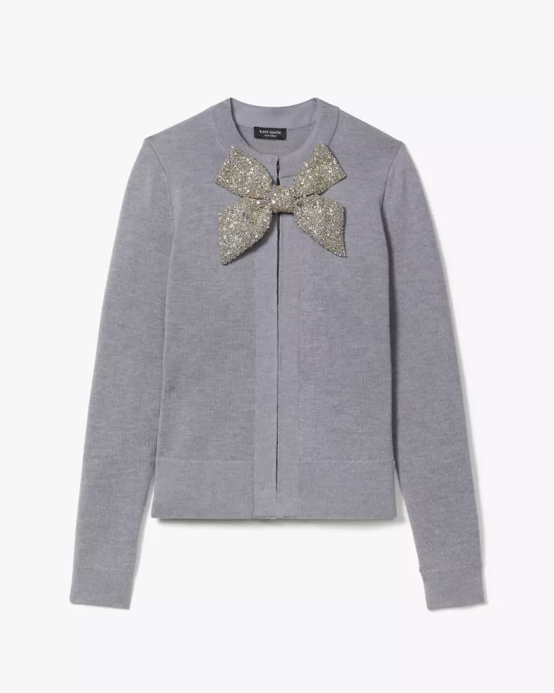 Embellished Bow-neck Cardigan