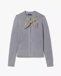 Embellished Bow-neck Cardigan
