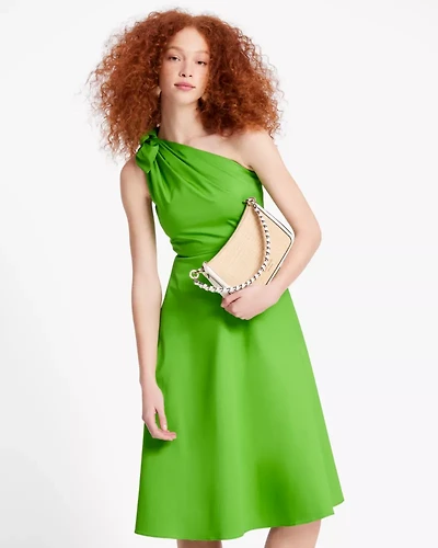 Poplin One-shoulder Sabrina Dress