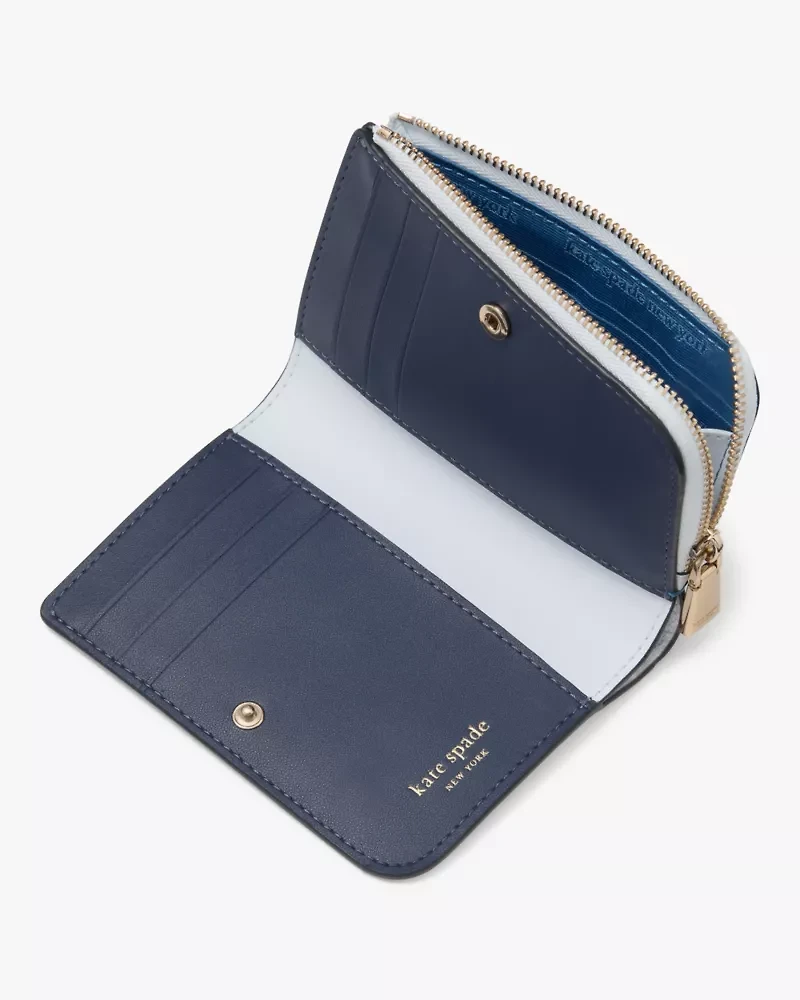 Ava Colorblocked Pebbled Leather Zip Bifold Wallet