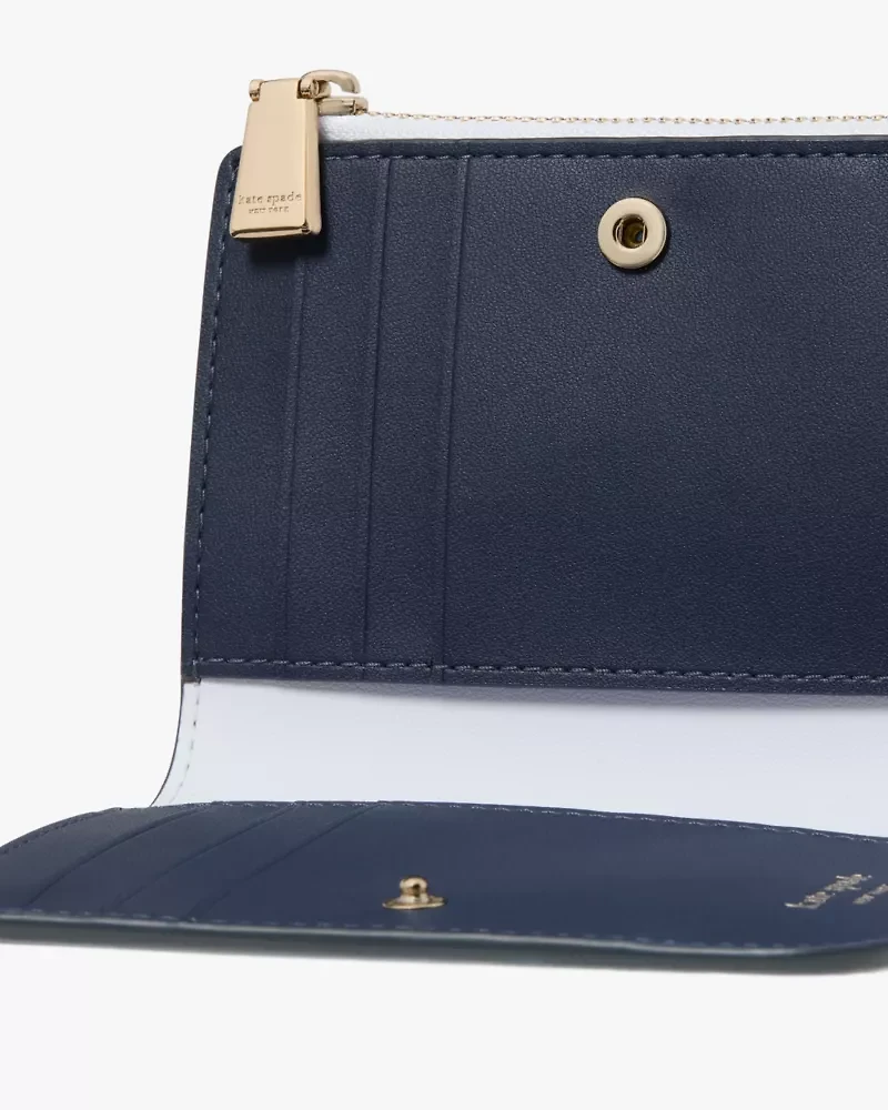 Ava Colorblocked Pebbled Leather Zip Bifold Wallet
