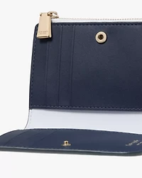 Ava Colorblocked Pebbled Leather Zip Bifold Wallet