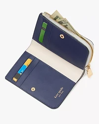 Ava Colorblocked Pebbled Leather Zip Bifold Wallet