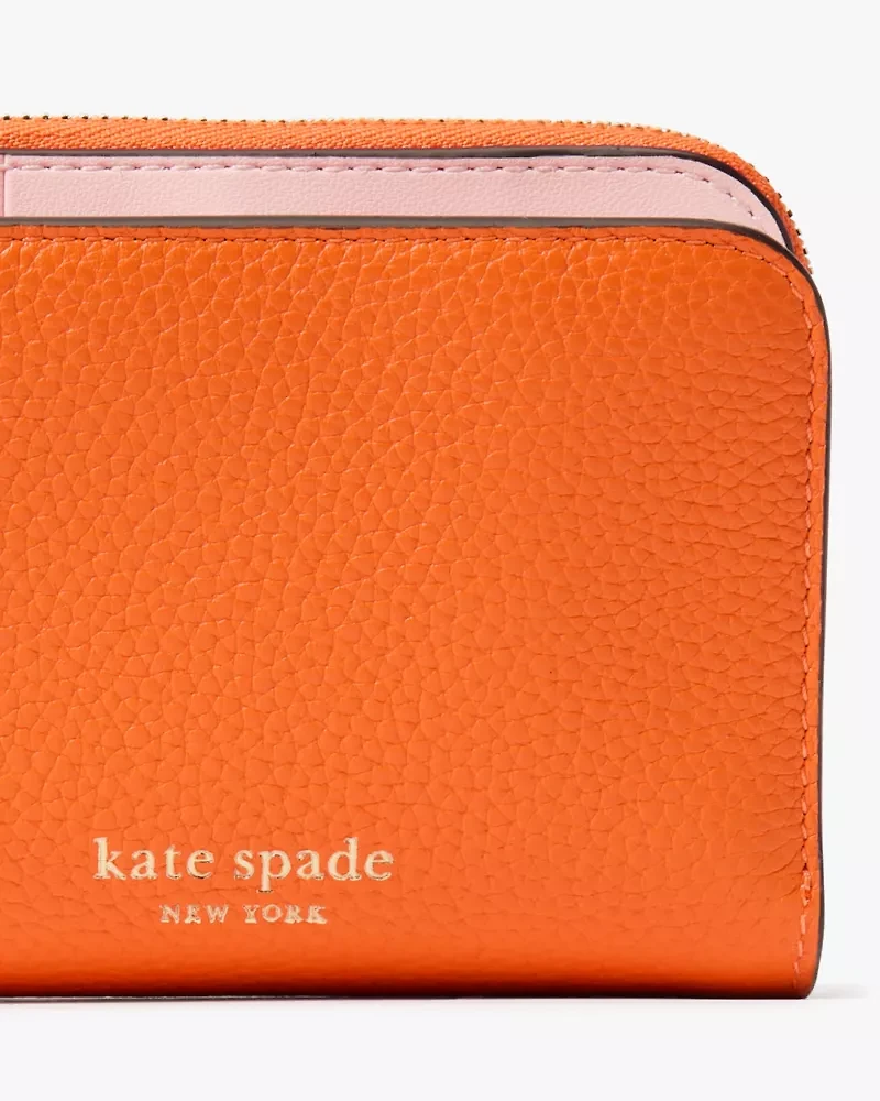 Ava Colorblocked Pebbled Leather Zip Bifold Wallet