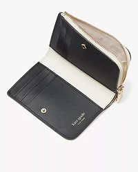 Ava Colorblocked Pebbled Leather Zip Bifold Wallet