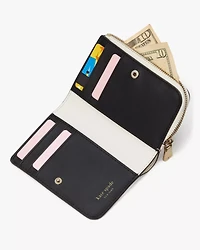 Ava Colorblocked Pebbled Leather Zip Bifold Wallet