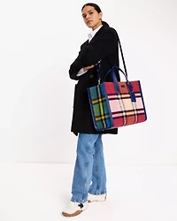 Manhattan Grand Plaid Tweed Large Tote