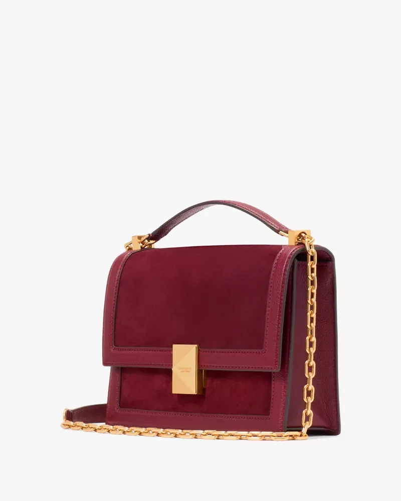 Deco Pebbled Leather & Suede Chain Shoulder Bag