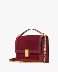 Deco Pebbled Leather & Suede Chain Shoulder Bag