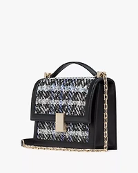 Deco Plaid Tweed Chain Shoulder Bag