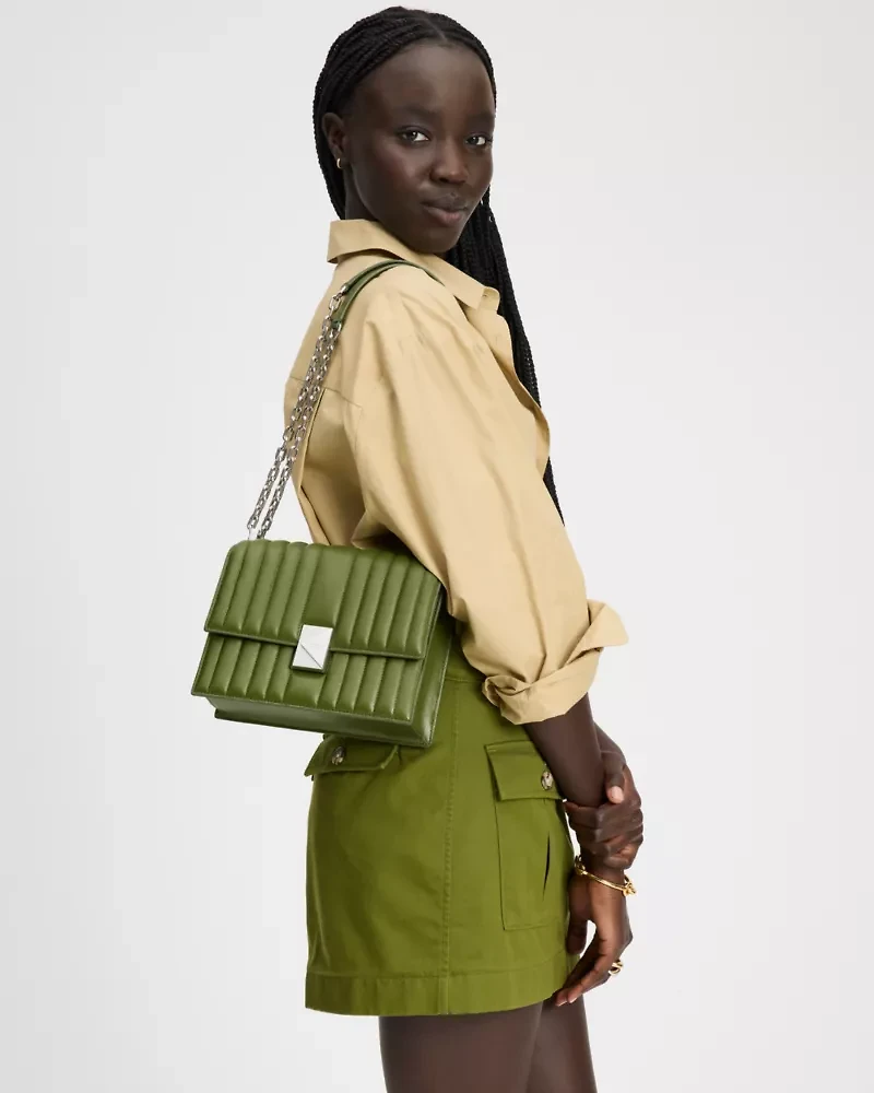 Deco Quilted Chain Shoulder Bag