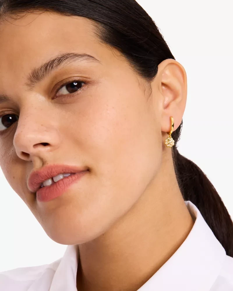 Heritage Bloom Huggie Drop Earrings