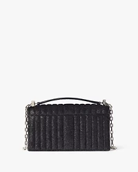 Deco Quilted Glitter Suede Mini Flap Chain Crossbody