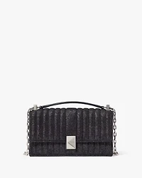 Deco Quilted Glitter Suede Mini Flap Chain Crossbody