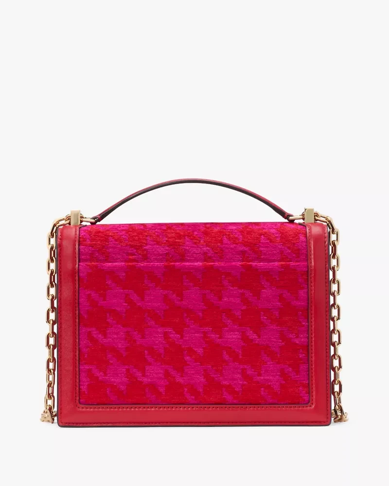 Deco Houndstooth Chenille Chain Shoulder Bag
