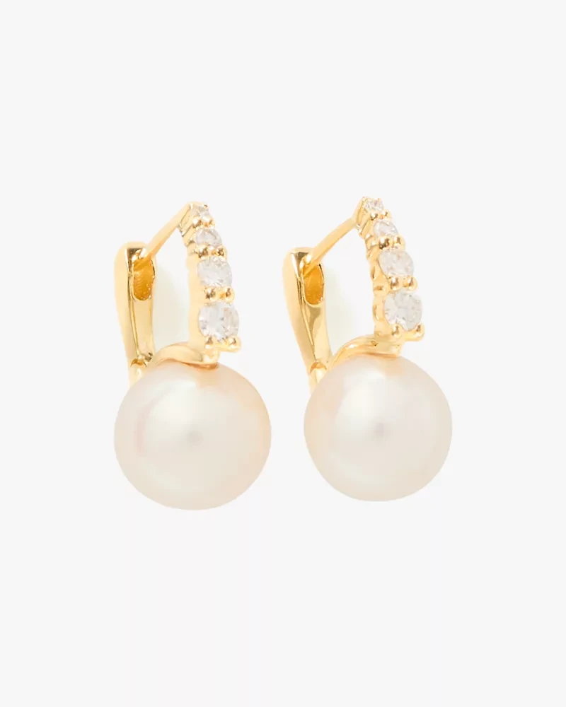 Kate Spade Fine Meant To Be Pearl & Diamond Huggies