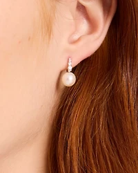 Kate Spade Fine Meant To Be Pearl & Diamond Huggies