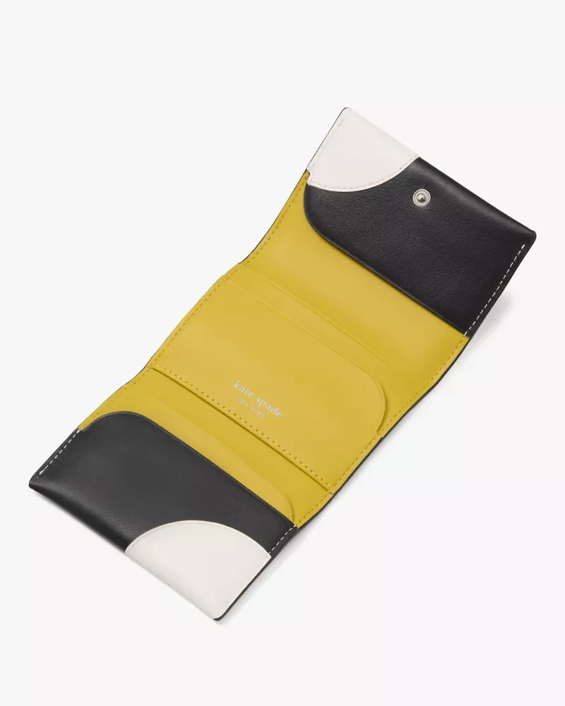 Label Dot Applique Card Case Trifold Wallet