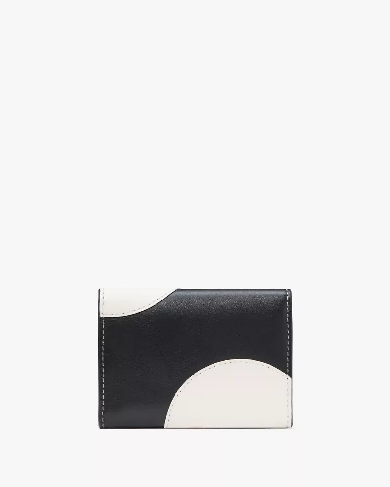 Label Dot Applique Card Case Trifold Wallet
