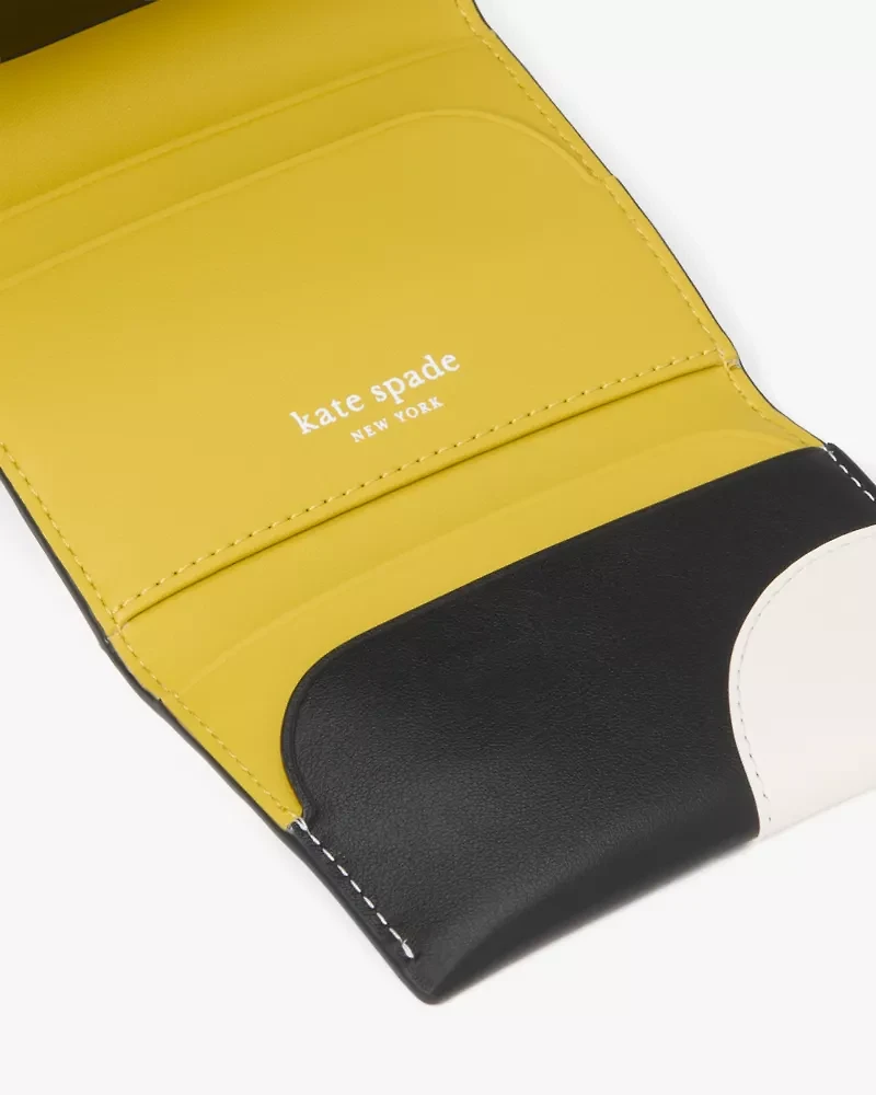 Label Dot Applique Card Case Trifold Wallet