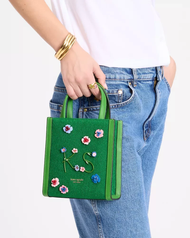 Manhattan Floral Appliqué Chenille Mini Tote