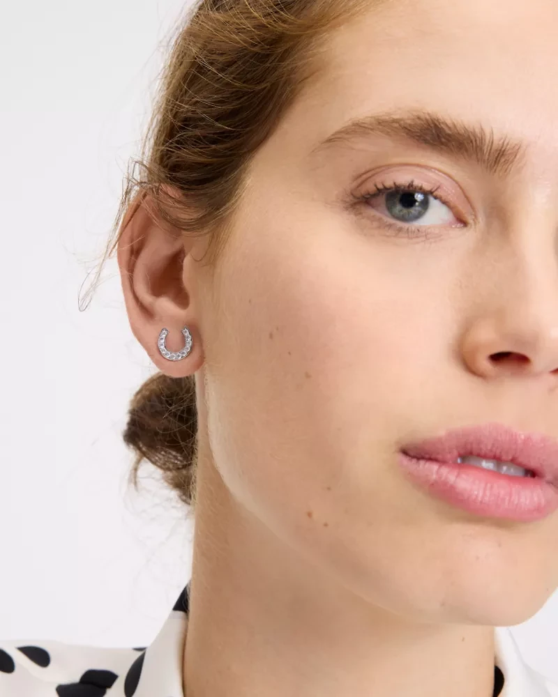 Lucky Charm Pavé Horseshoe Studs