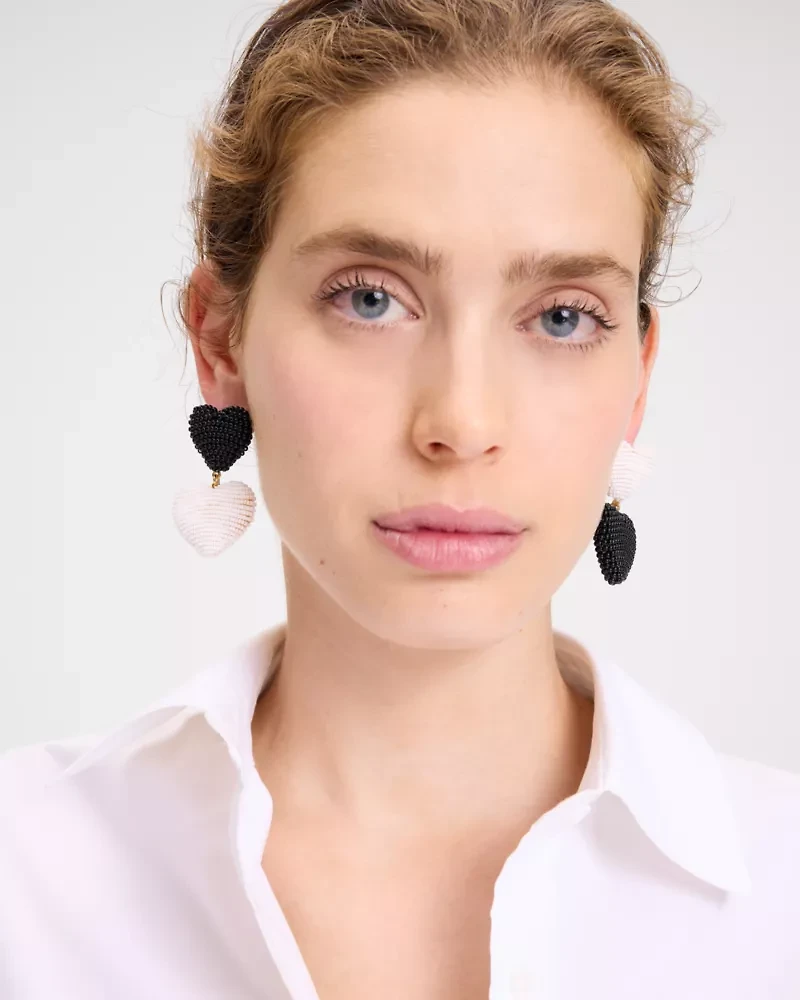 Heart You Beaded Double Drop Earrings