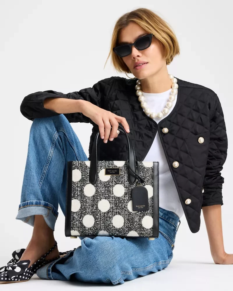 Manhattan Dot Tweed Small Tote