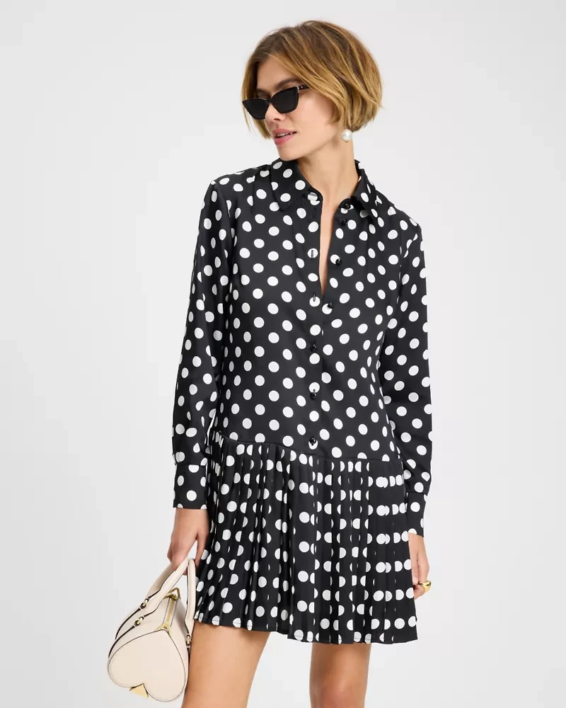 Breezy Dot Pleated Dress