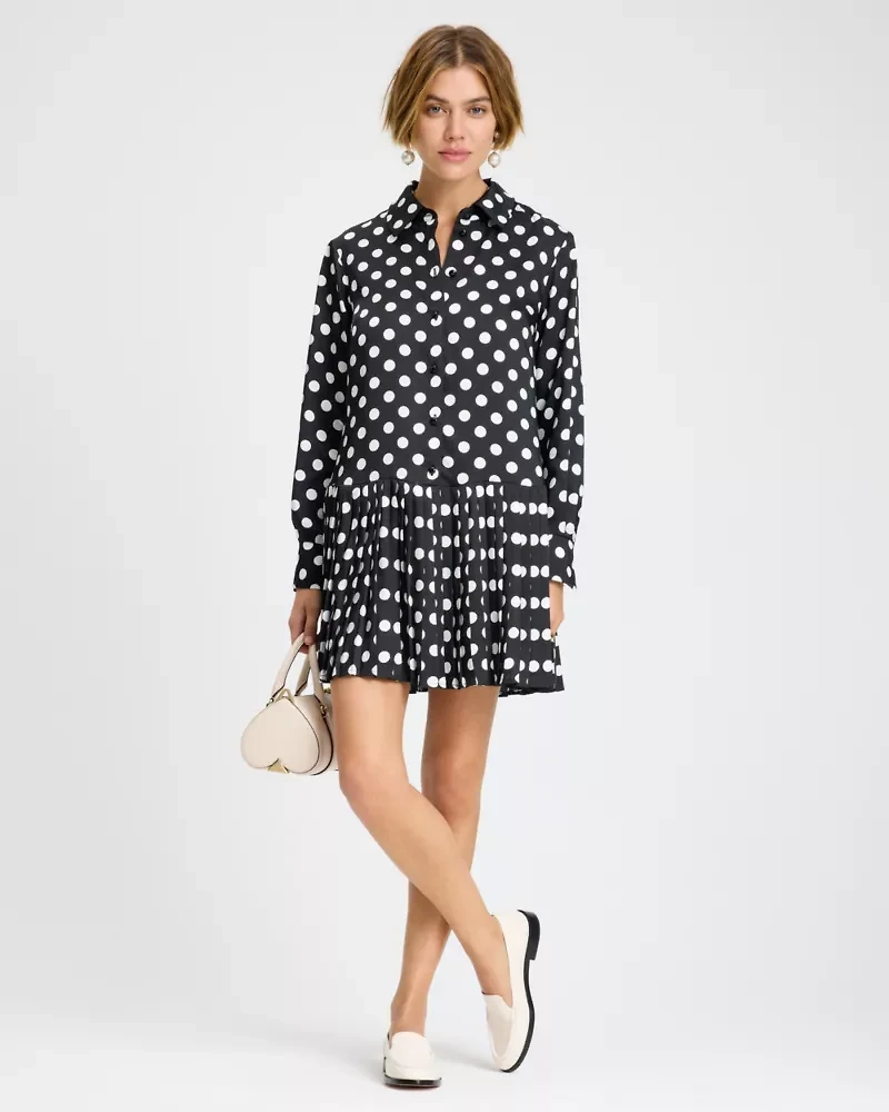 Breezy Dot Pleated Dress