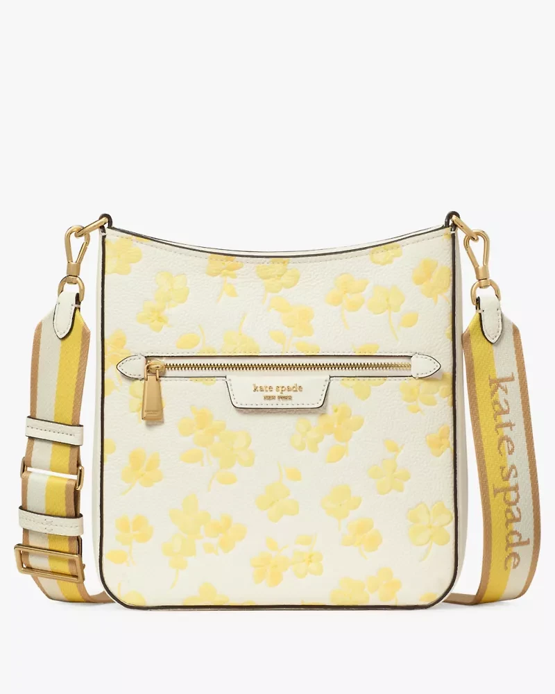 Hudson Spring Pansies Messenger Crossbody Bag