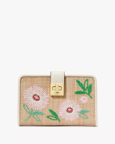 Phoebe Straw Turnlock Medium Wallet