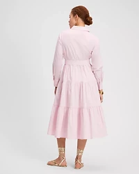 Pintuck Tiered Shirt Dress