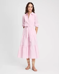Pintuck Tiered Shirt Dress