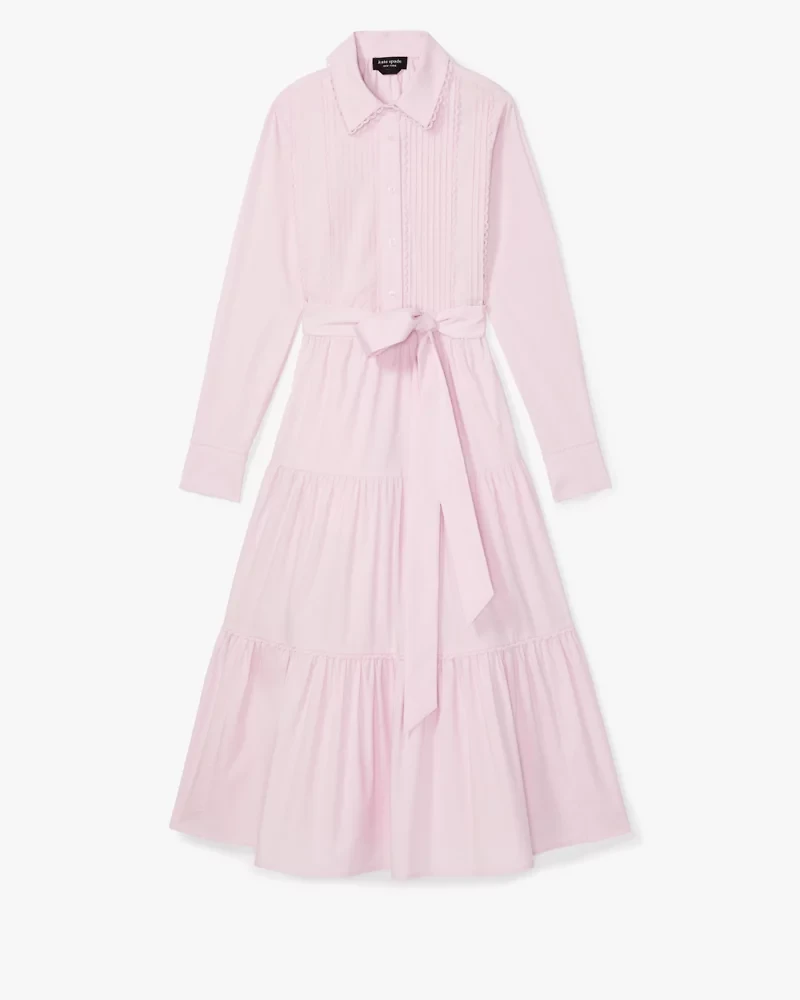 Pintuck Tiered Shirt Dress