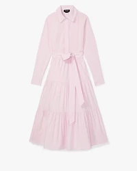 Pintuck Tiered Shirt Dress