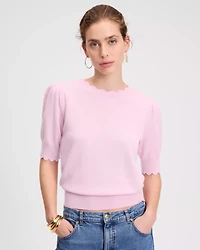 Scallop Short Sleeve Sweater