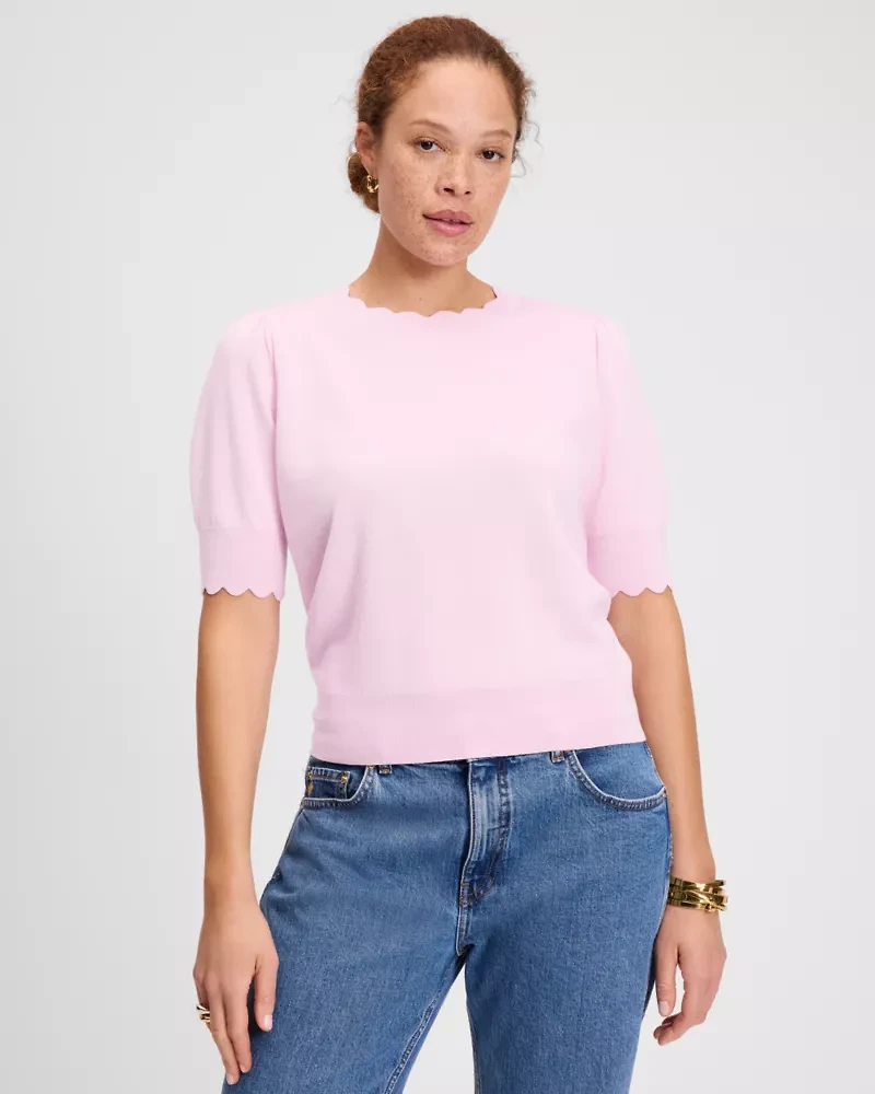 Scallop Short Sleeve Sweater